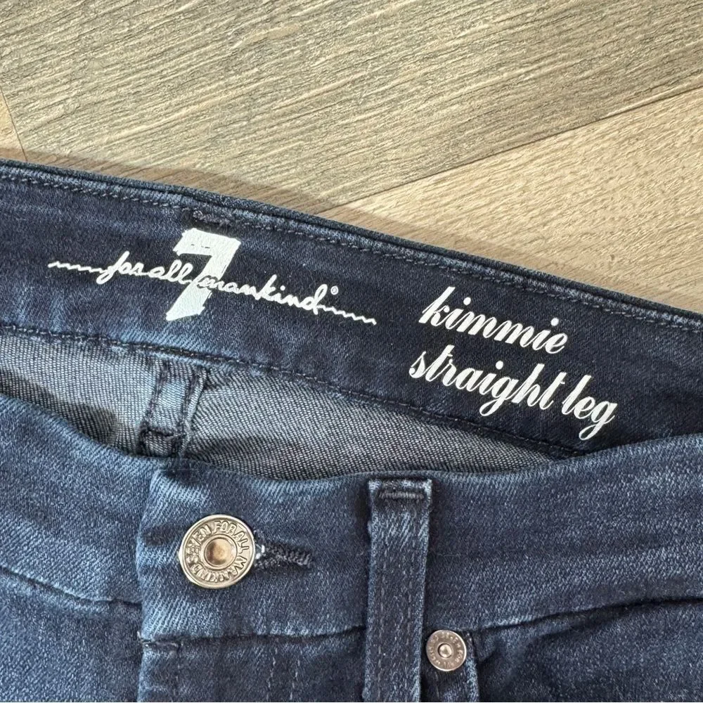 7 For All Mankind Kimmie Straight Leg Jeans Dark Blue 28 - Picture 9 of 14